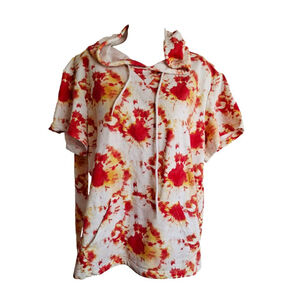 Mason Signature Tie-Dye Short Sleeve Hoodie M White Red